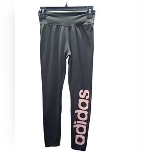 Adidass Charcoal Leggings with Pink Lettering